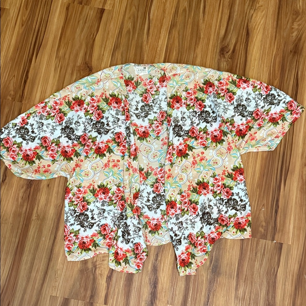 La Hearts Multicolor Floral Kimono